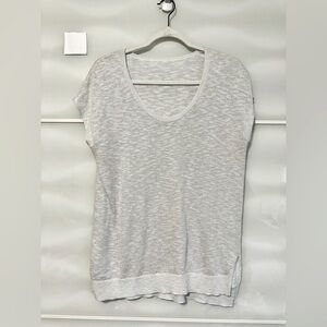 Light grey silver sparkle white tshirt knit top size large lurex